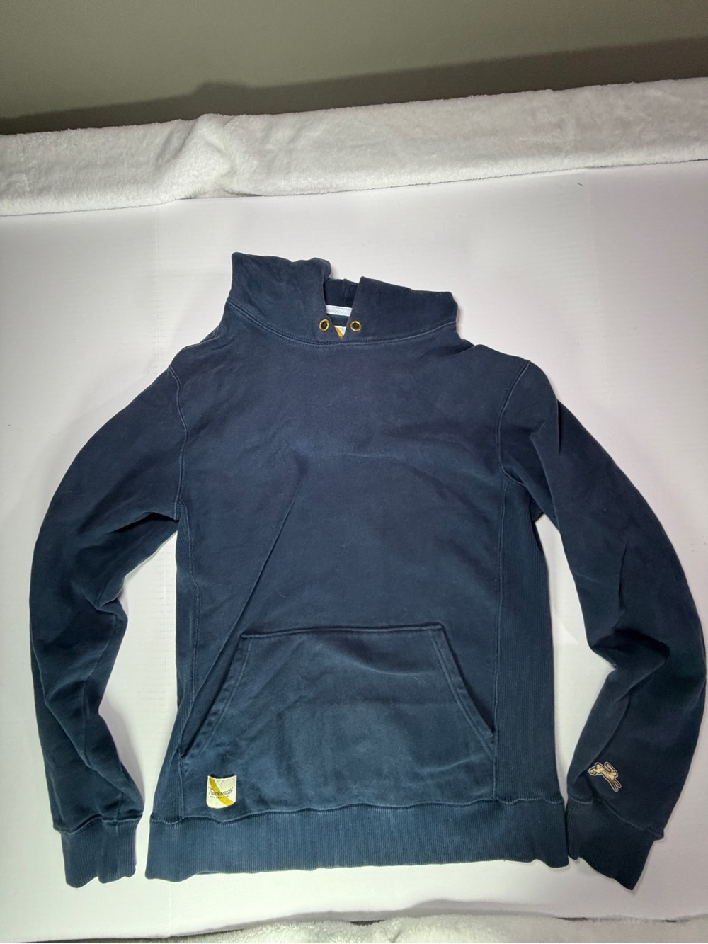 Tracksmith Dark Navy Funnel-Neck Pullover Hoodie